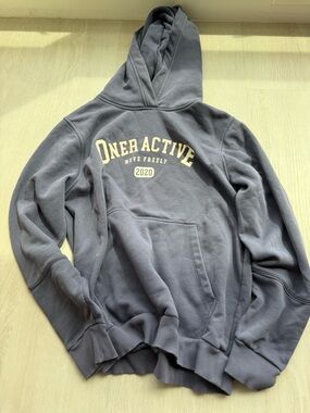 Oner Active Slate Blue Graphic Pullover Hoodie with Cream Logo